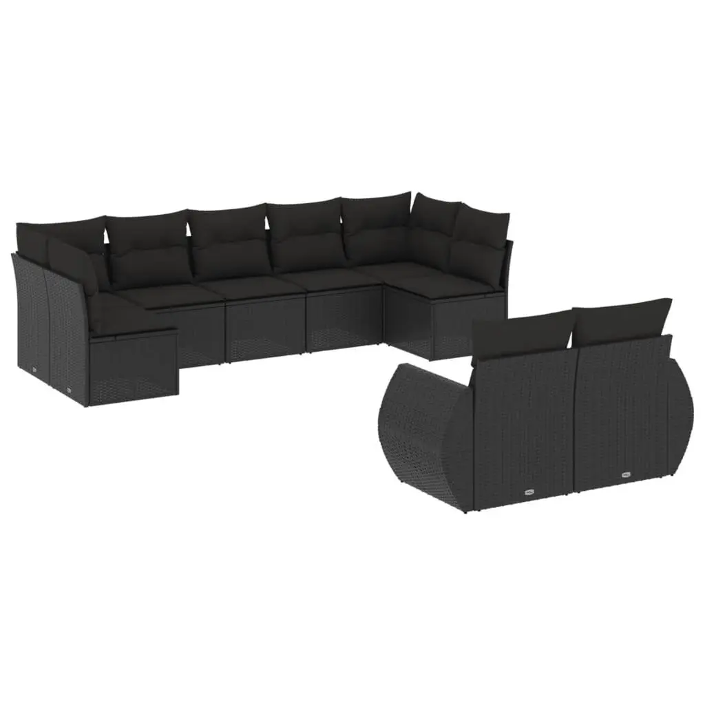 Garden Sofa Set 9 Piece Outdoor Furniture Black Poly Rattan Patio Lounge Modular