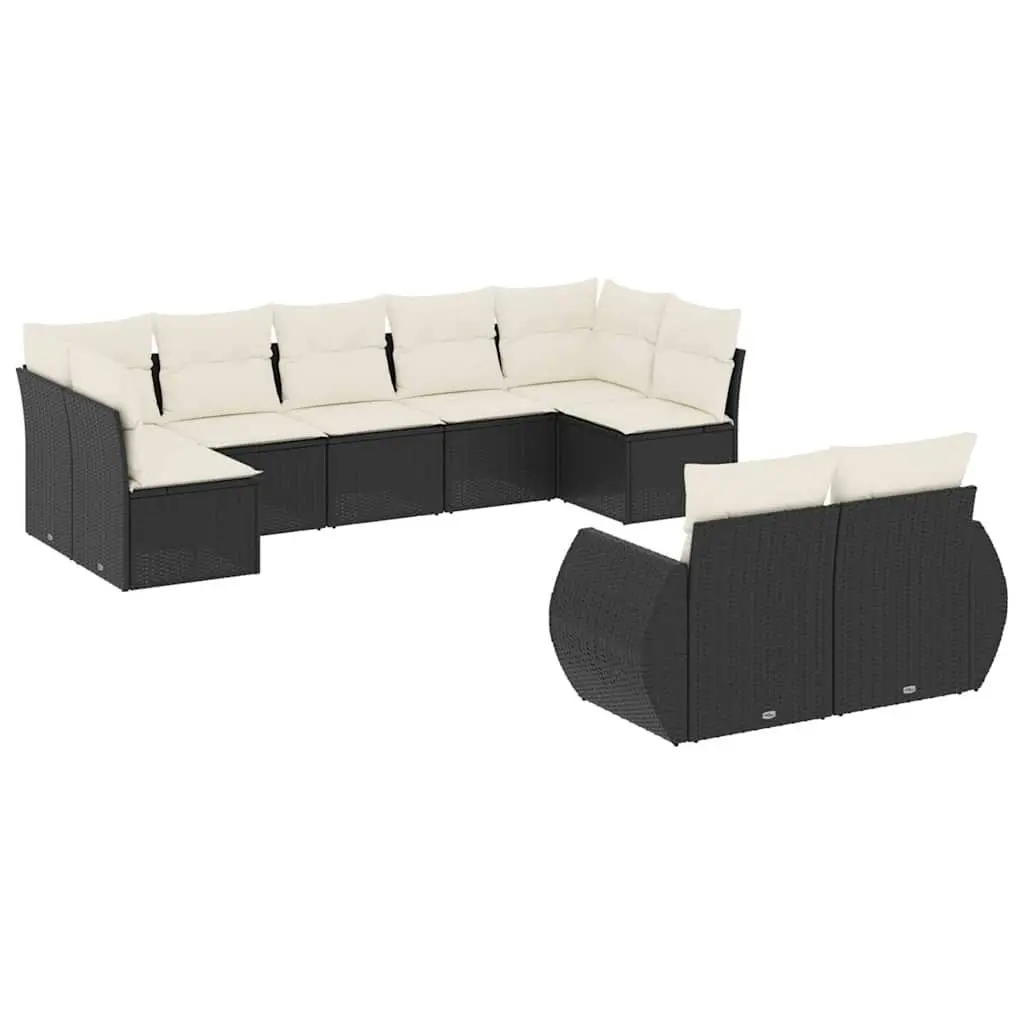Garden Sofa Set Modular PE Rattan 9 Piece Outdoor Furniture Patio Seating Black