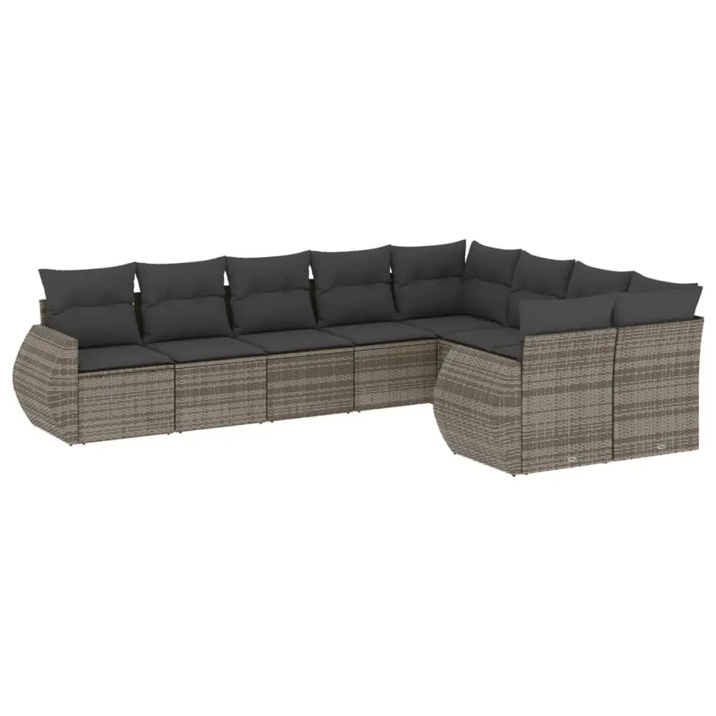 Garden Sofa Set PE Rattan 9 Piece Modular Seating Grey Outdoor Patio Furniture