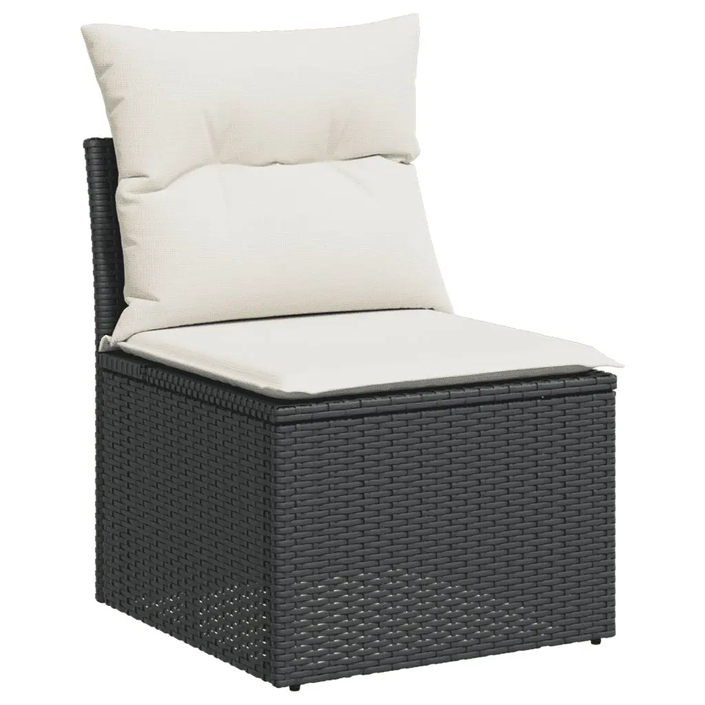 Garden Sofa Set 10 Piece Outdoor Furniture Black Poly Rattan Patio Seating with
