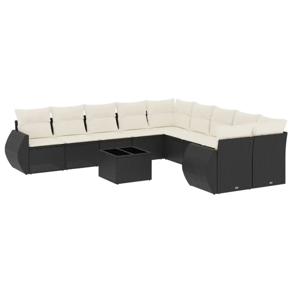Garden Sofa Set Modular PE Rattan 11 Piece Outdoor Furniture Black