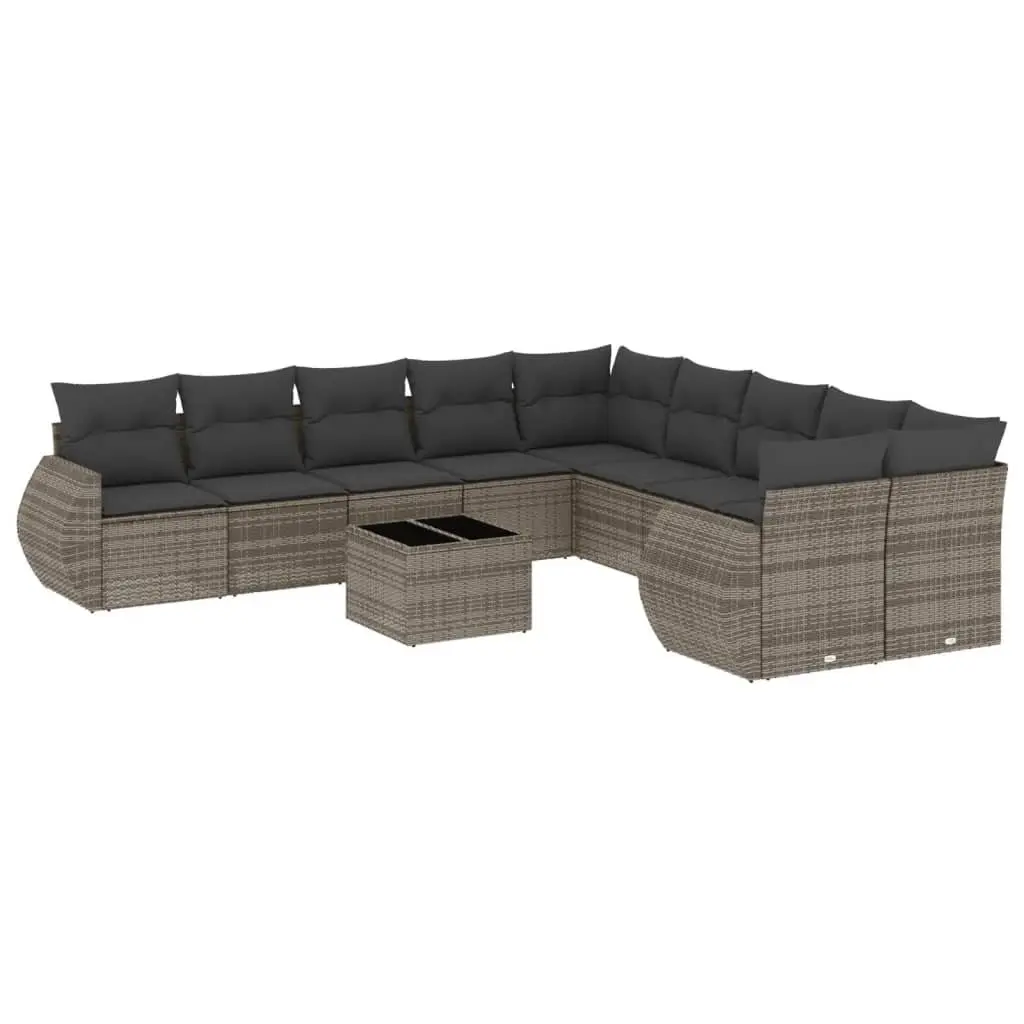 Garden Sofa Set 11 Piece Outdoor Furniture Grey Poly Rattan Modular Patio Lounge