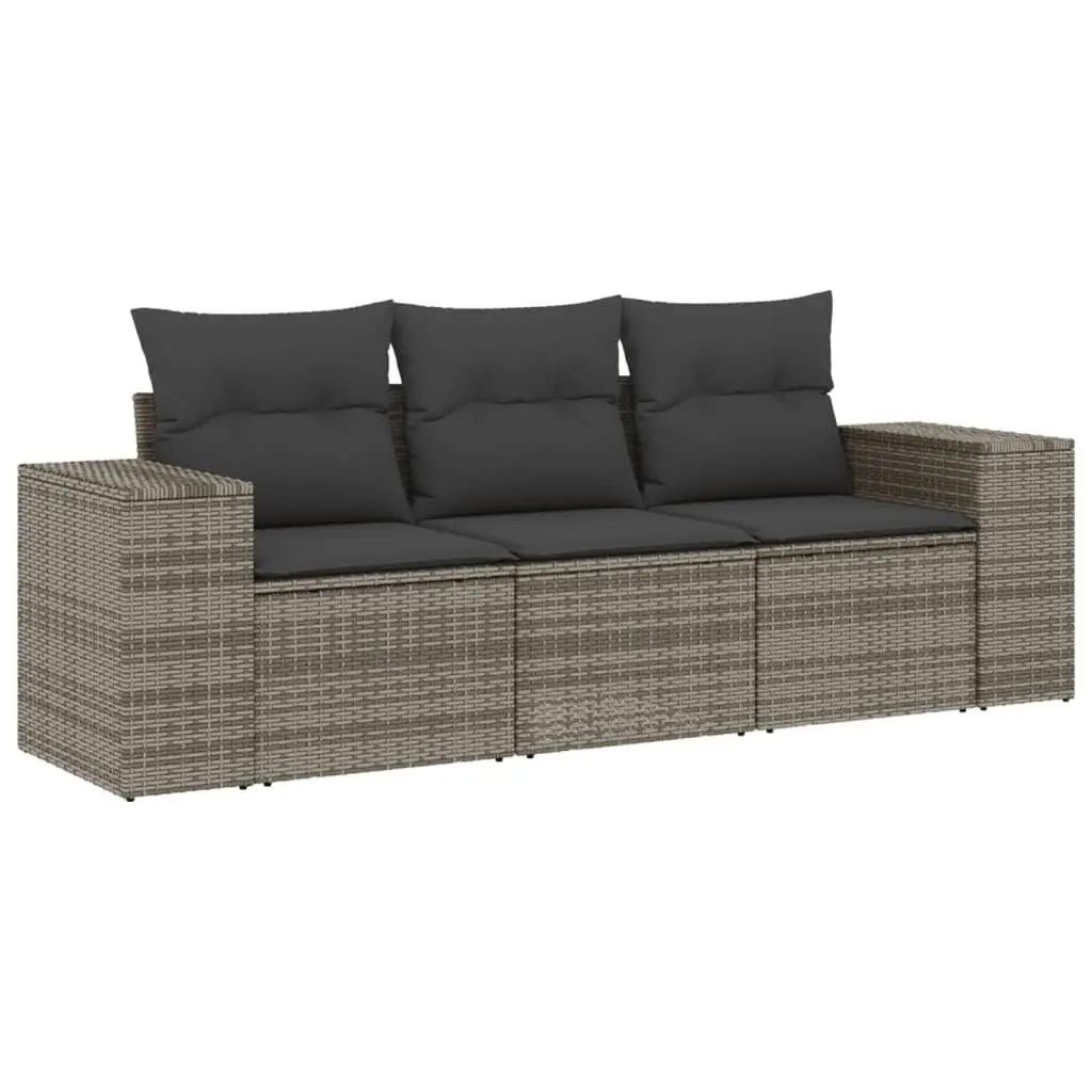 Garden Sofa Set 3 Piece Outdoor Furniture with Cushions Storage Grey Rattan