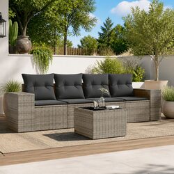 Practical 5 Piece Grey Garden Sofa Set for Your Home