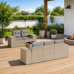 6-Piece Modular Outdoor Sofa Set with Cushion Storage