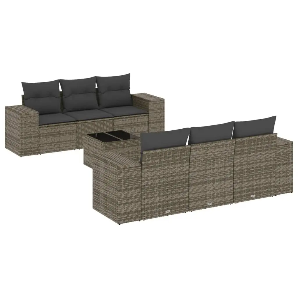 Garden Sofa Set PE Rattan 7 Piece Outdoor Furniture Grey Modular Sectional