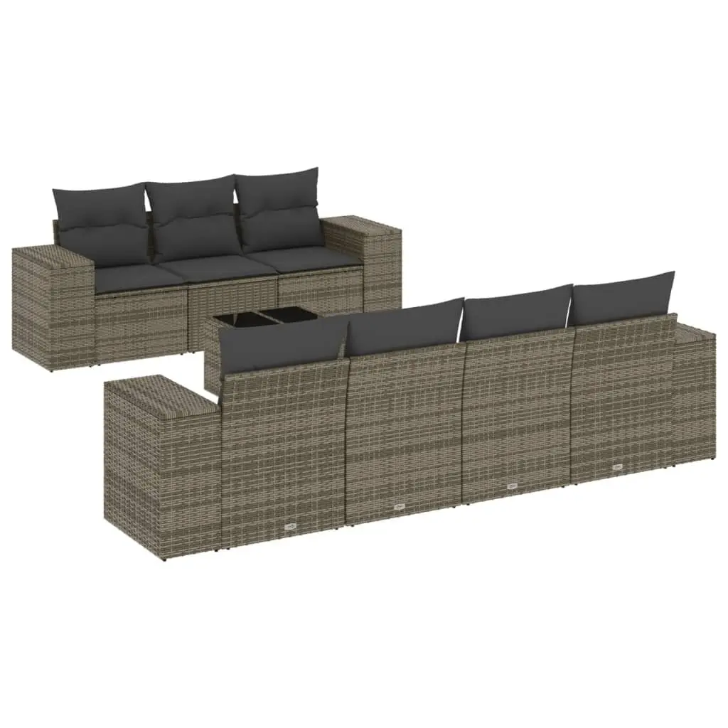 Garden Sofa Set PE Rattan 8 Piece Outdoor Furniture Patio Lounge Grey