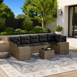 Practical 8-Piece Grey Garden Sofa Set for Your Patio