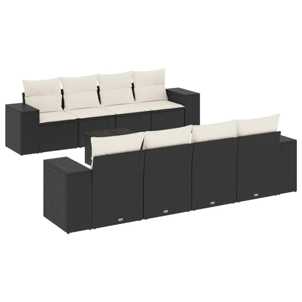 Garden Sofa Set Modular PE Rattan 9 Piece Outdoor Furniture Black Patio Lounge