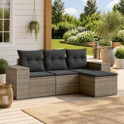 Ideal 4-Piece Grey Sofa Set for Patio Relaxation