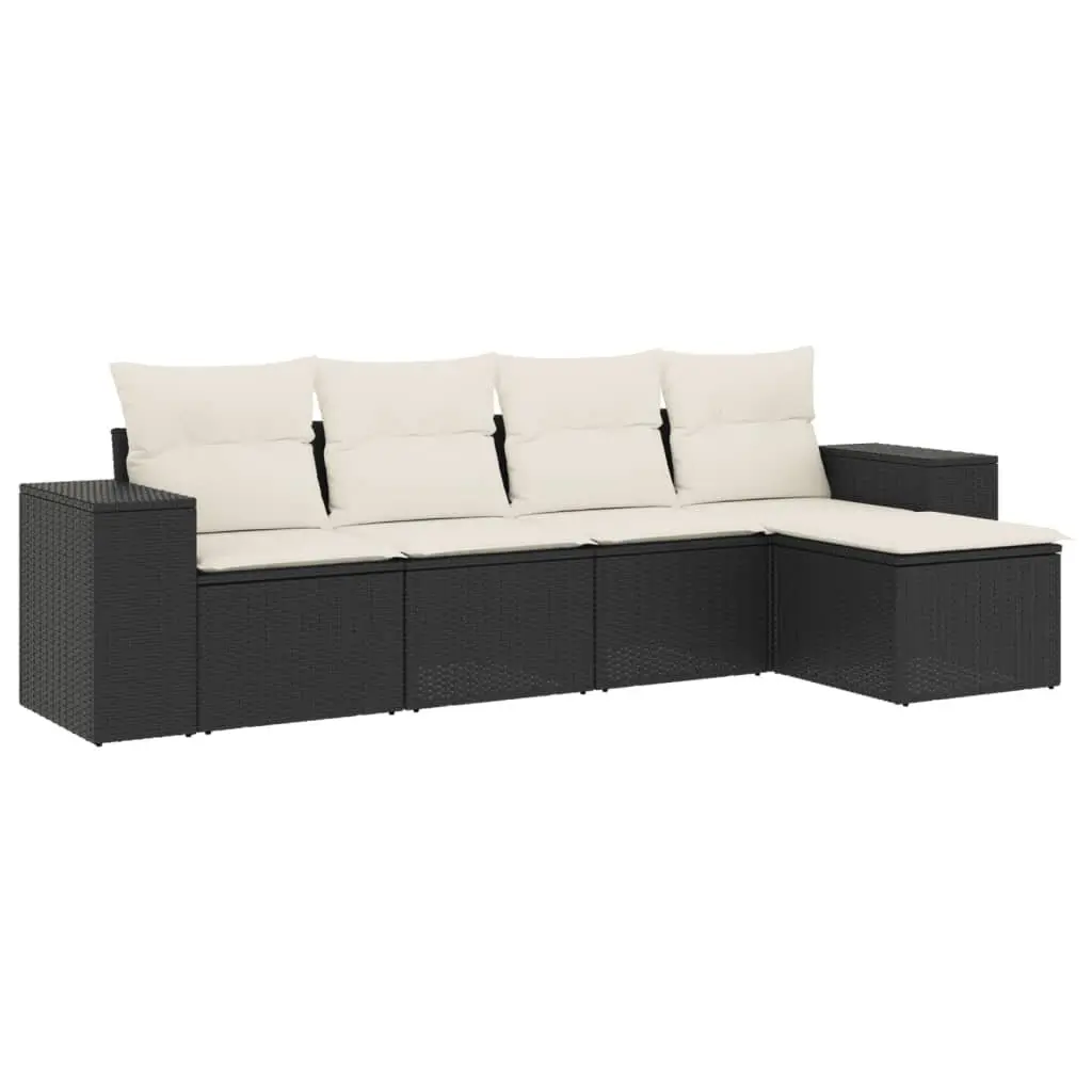 Garden Sofa Set 5 Piece Outdoor Furniture Patio Seating Black with Cushions