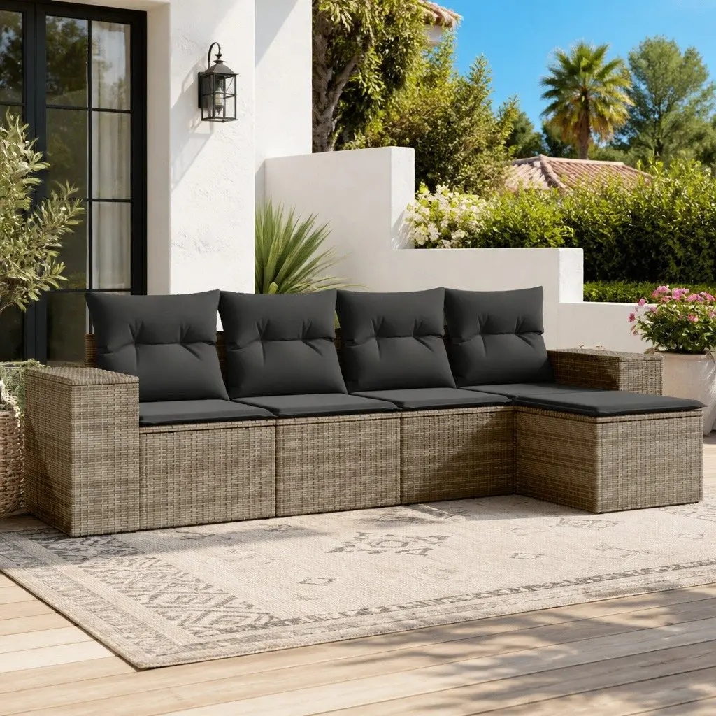 Garden Sofa Set 5 Piece Outdoor Furniture Patio Sectional with Cushions Grey