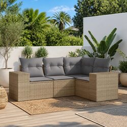 4 Piece Outdoor Sofa Set in Beige