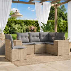Practical 5 Piece Beige Outdoor Sofa Set for Your Patio