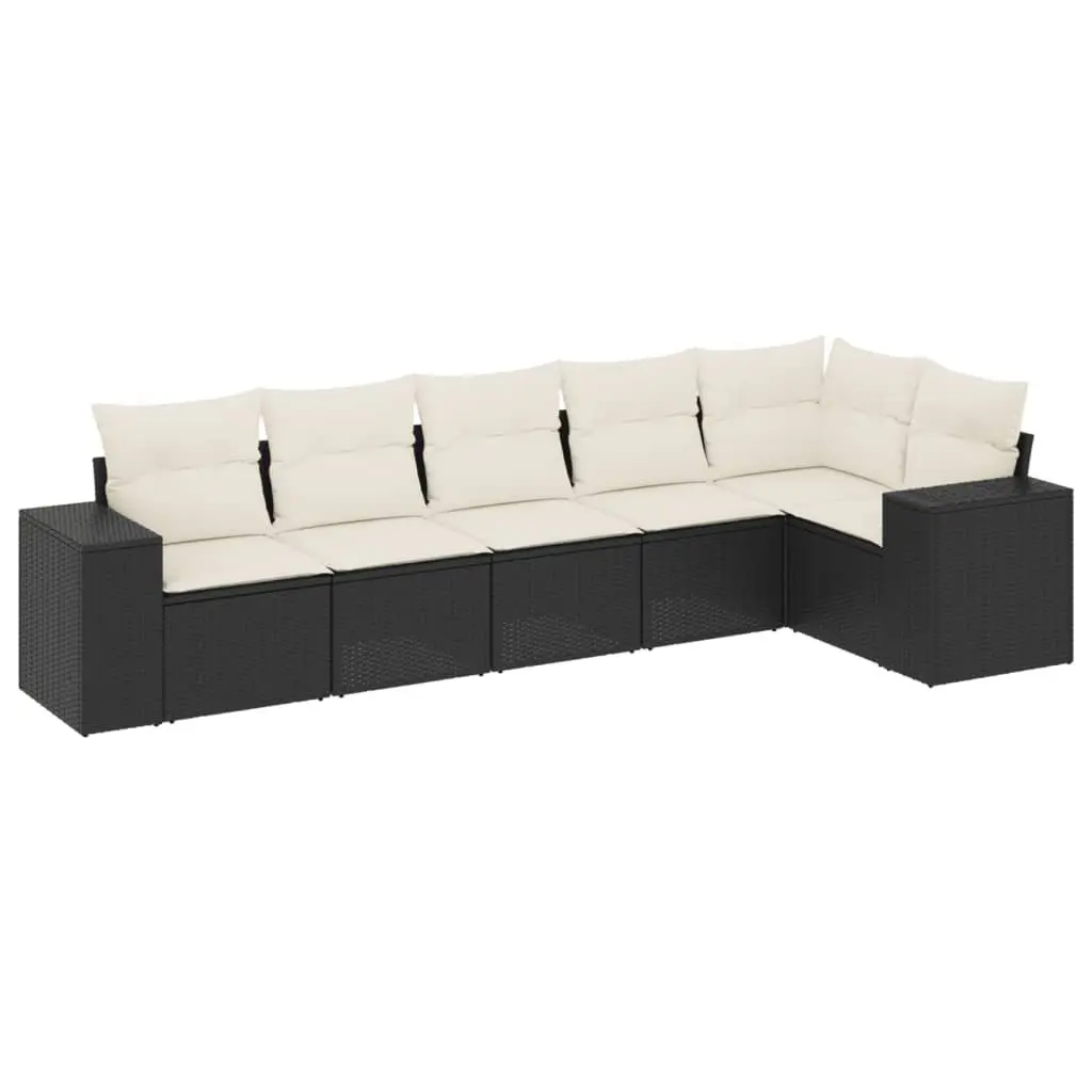 Garden Sofa Set Modular PE Rattan 6 Piece Outdoor Furniture Black
