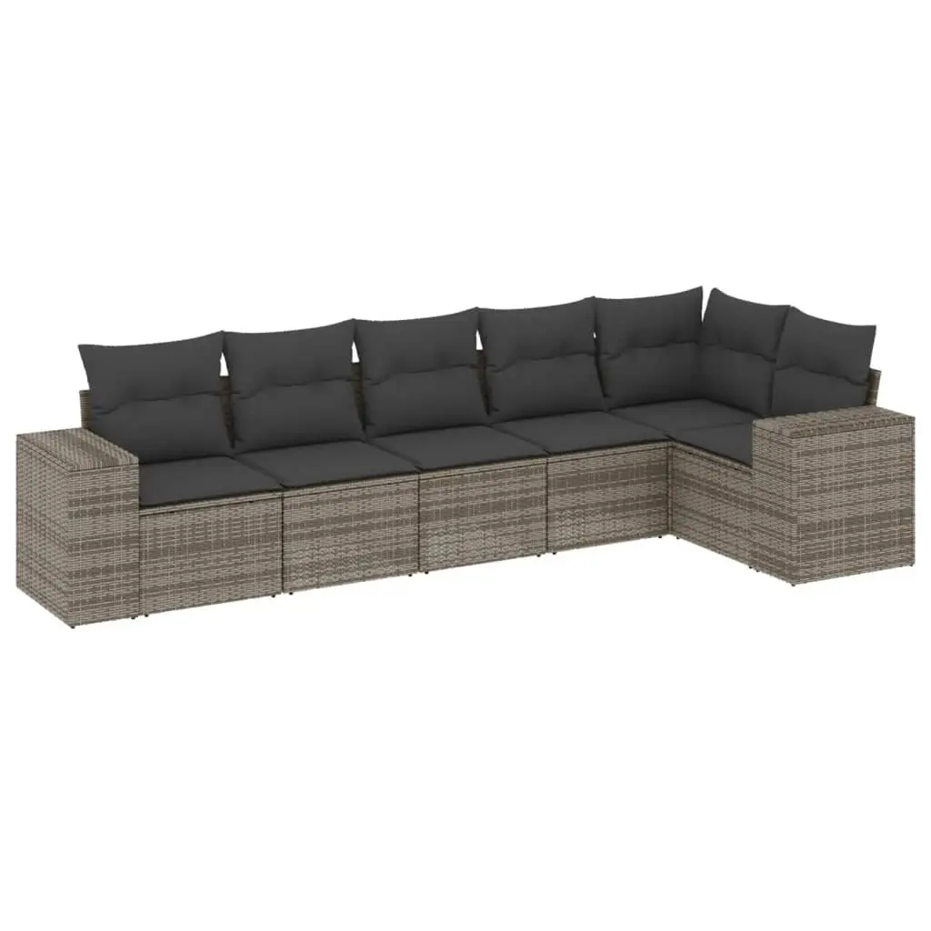 Garden Sofa Set Modular PE Rattan 6 Piece Outdoor Furniture Grey