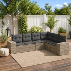Practical 6 Piece Outdoor Furniture Sofa Set in Grey