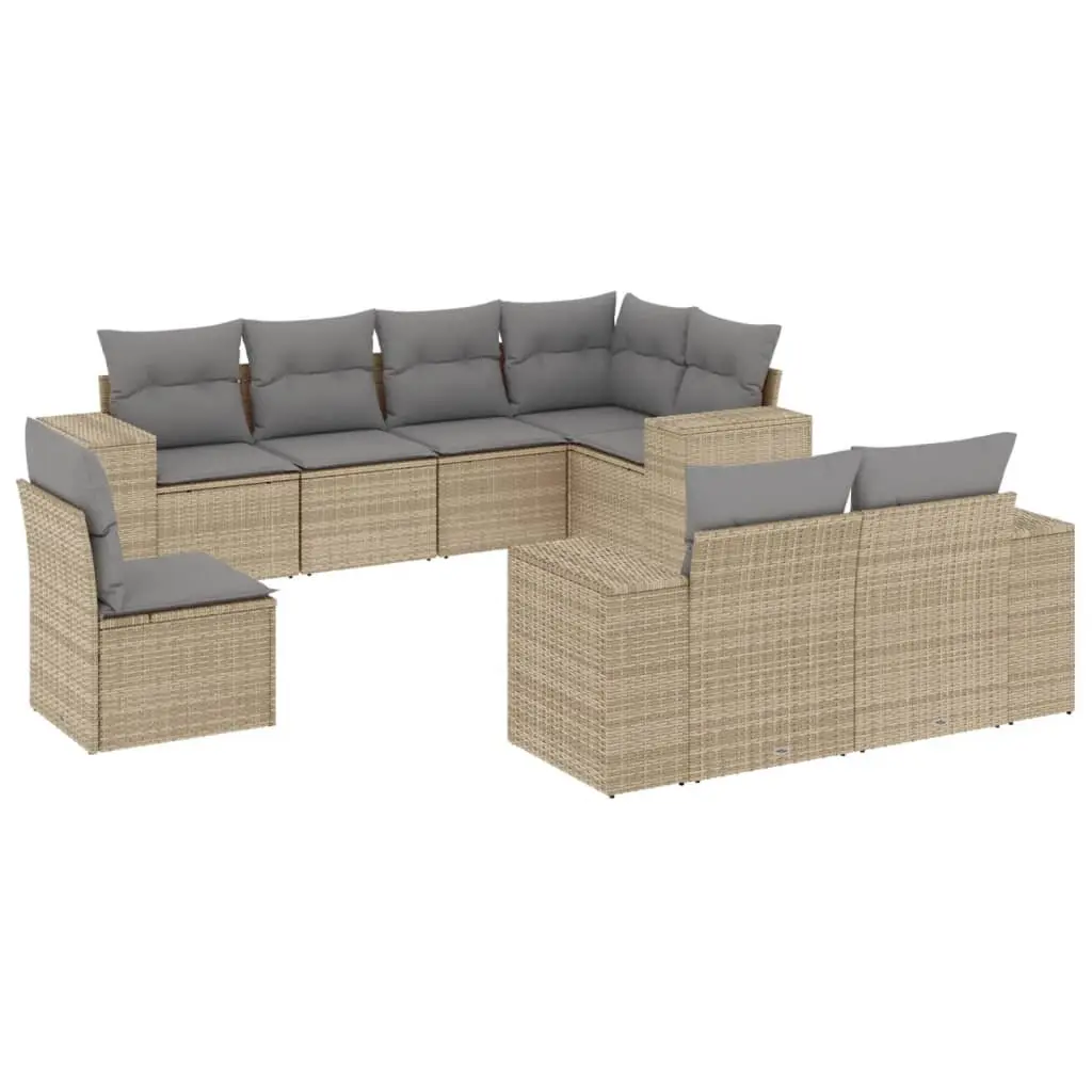 Garden Sofa Set Modular PE Rattan 8 Piece Outdoor Furniture Patio Beige