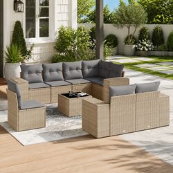 Practical 9 Piece Rattan Sofa Set for Outdoor Living
