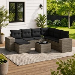 Practical 8 Piece Grey Garden Sofa Set for Outdoor Use