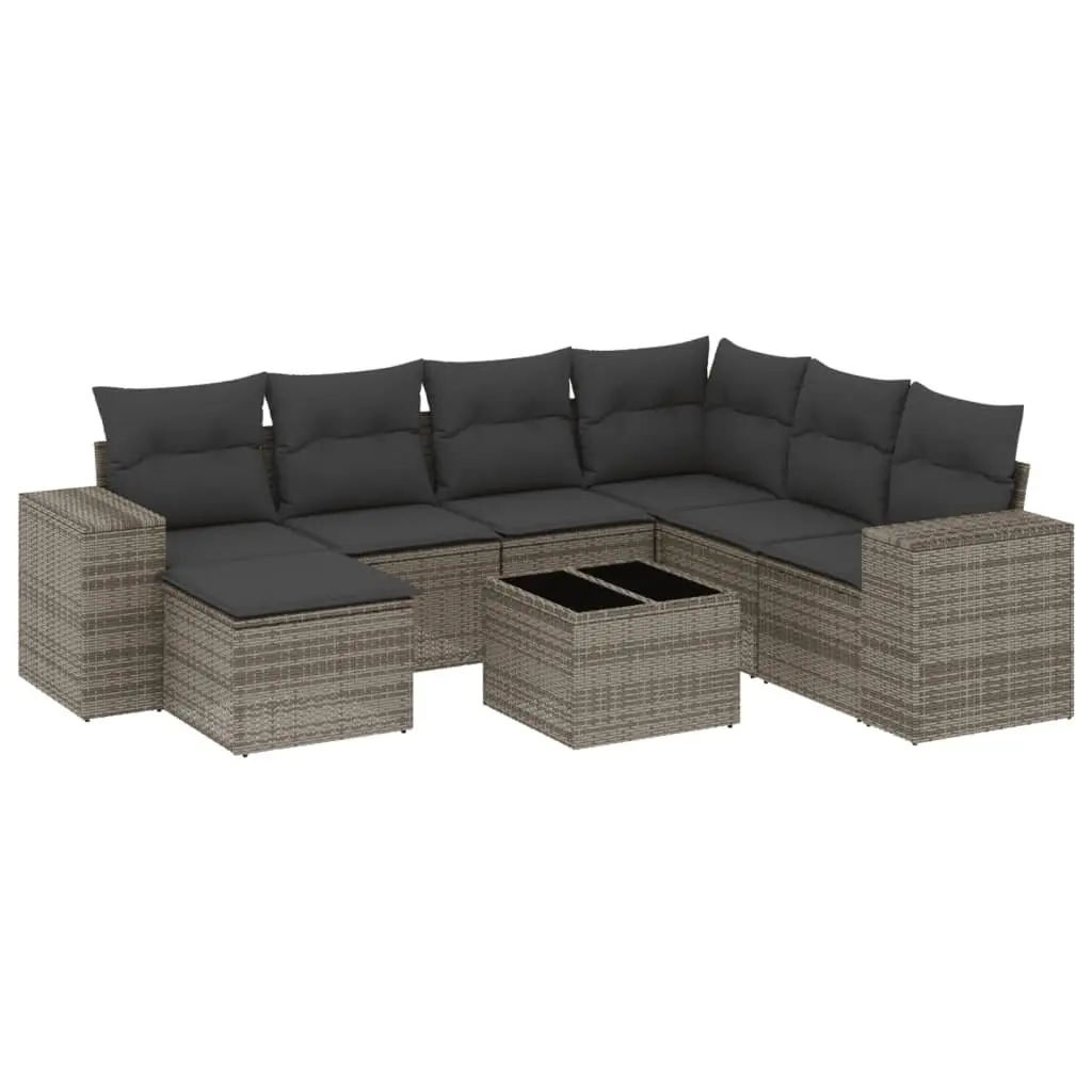 8 Piece Grey Garden Sofa Set for Outdoor Use