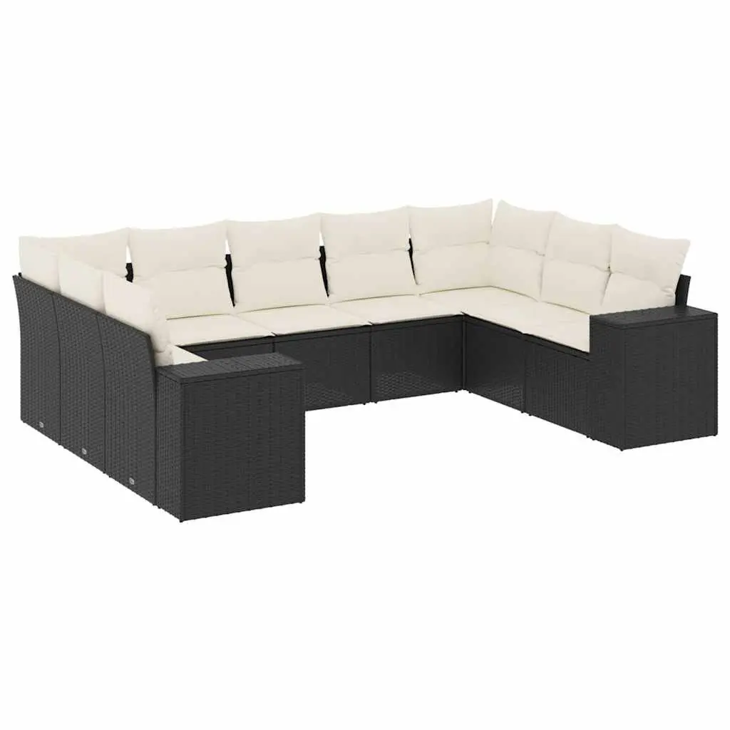 Garden Sofa Set 9 Piece Modular PE Rattan Outdoor Furniture Black