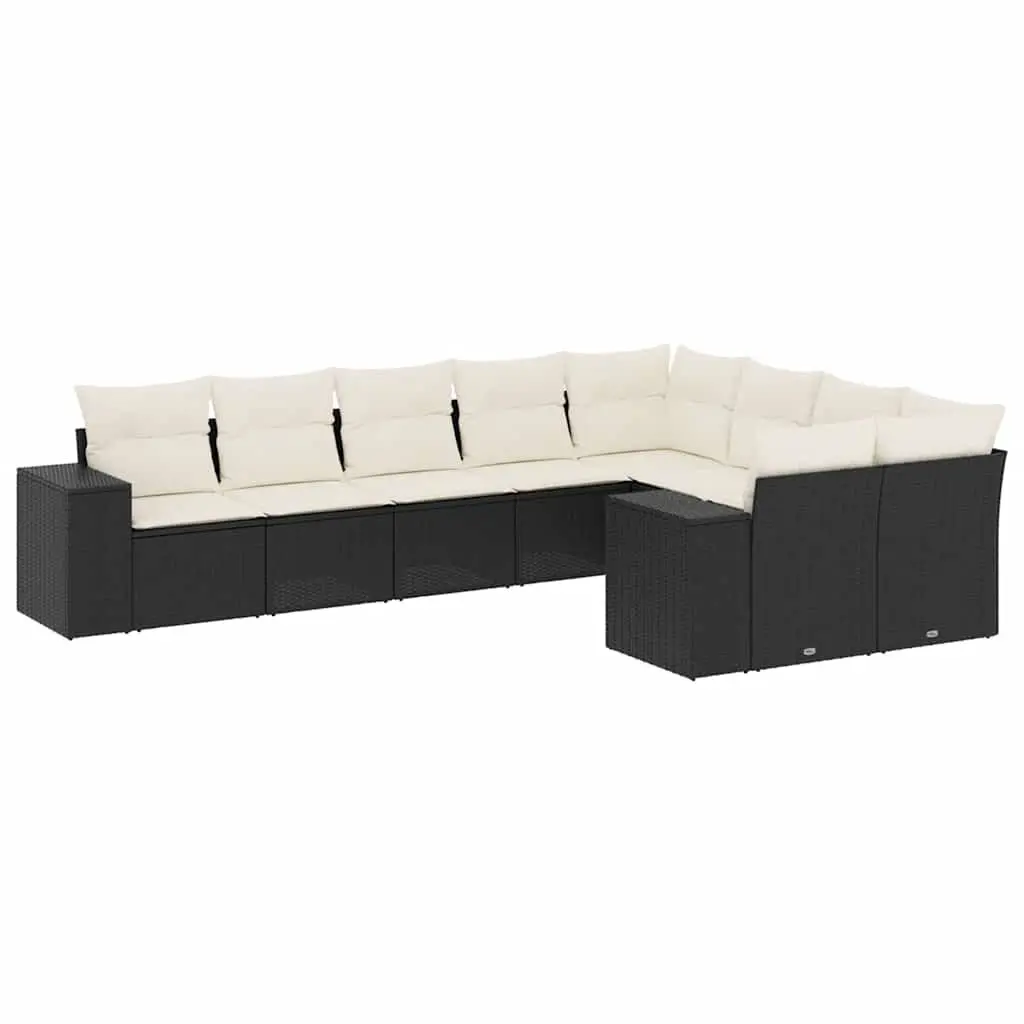 Garden Sofa Set Modular PE Rattan 9 Piece Outdoor Patio Furniture Black