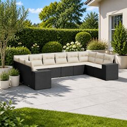 Versatile 10-Piece Sofa Set - Black Outdoor Furniture