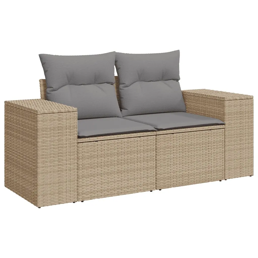 Garden Sofa Set 10 Piece Outdoor Furniture Beige Poly Rattan Modular Patio