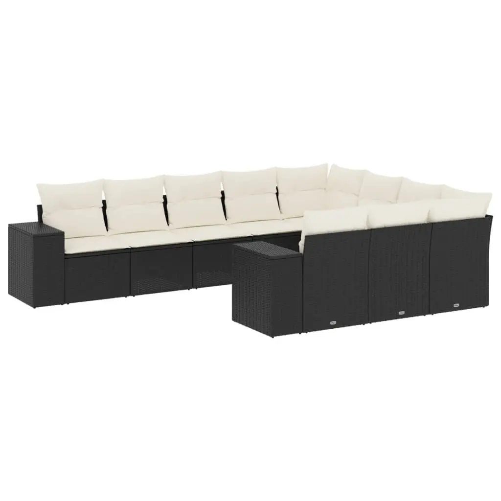 Garden Sofa Set 10 Piece Outdoor Furniture Patio Seating with Cushions Black