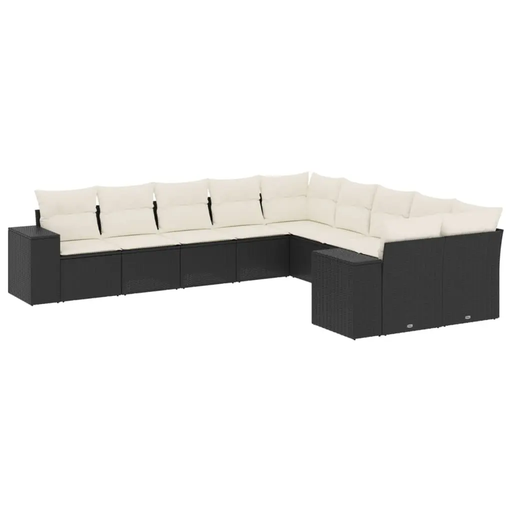 Garden Sofa Set 10 Piece Black Outdoor Furniture Patio Rattan Modular Seating