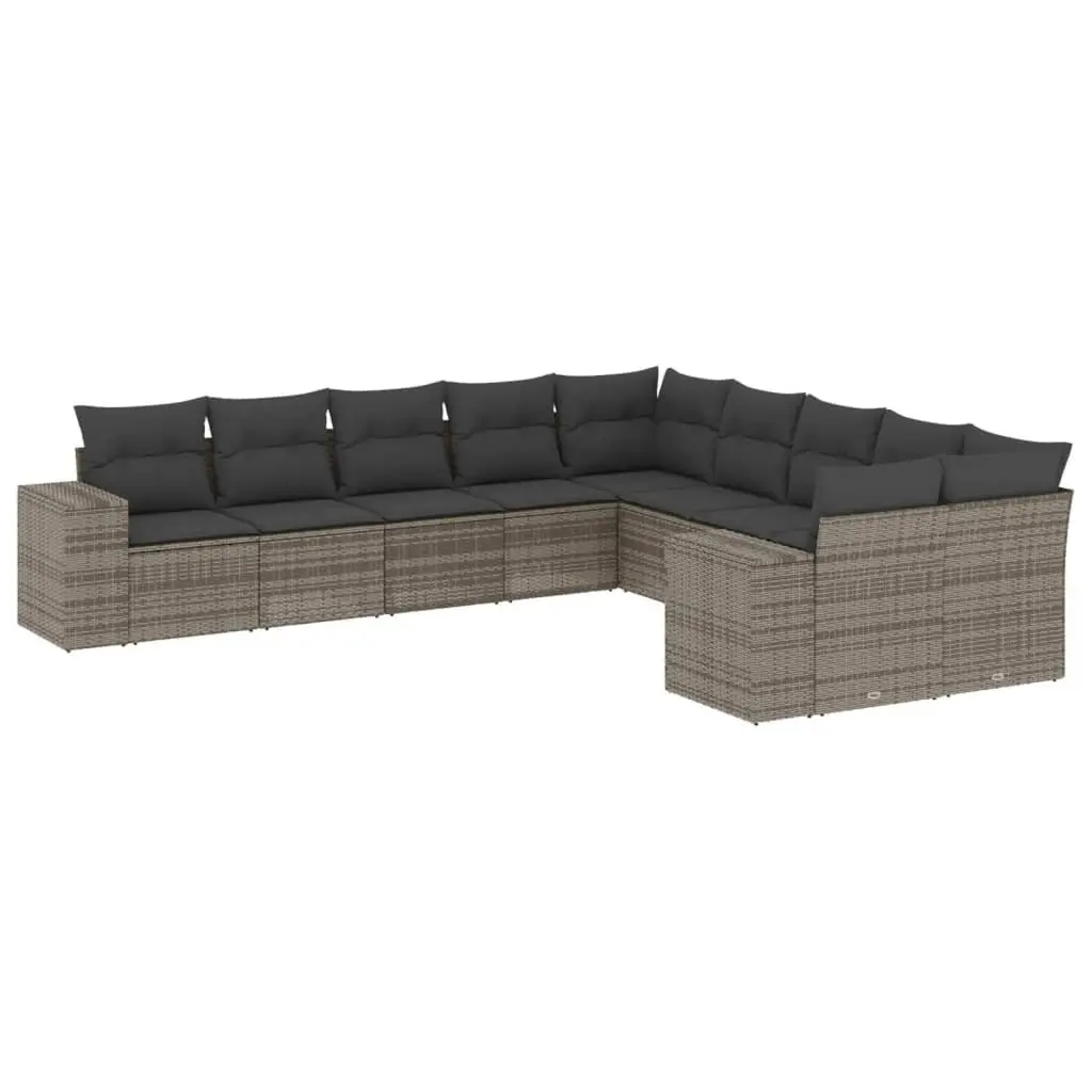 Garden Sofa Set PE Rattan 10 Piece Outdoor Furniture Patio Seating Grey