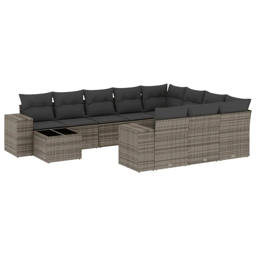 Garden Sofa Set 11 Piece Outdoor Furniture Grey Poly Rattan Patio Lounge with