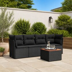 Versatile 5 Piece Black Poly Rattan Sofa Set for Patios