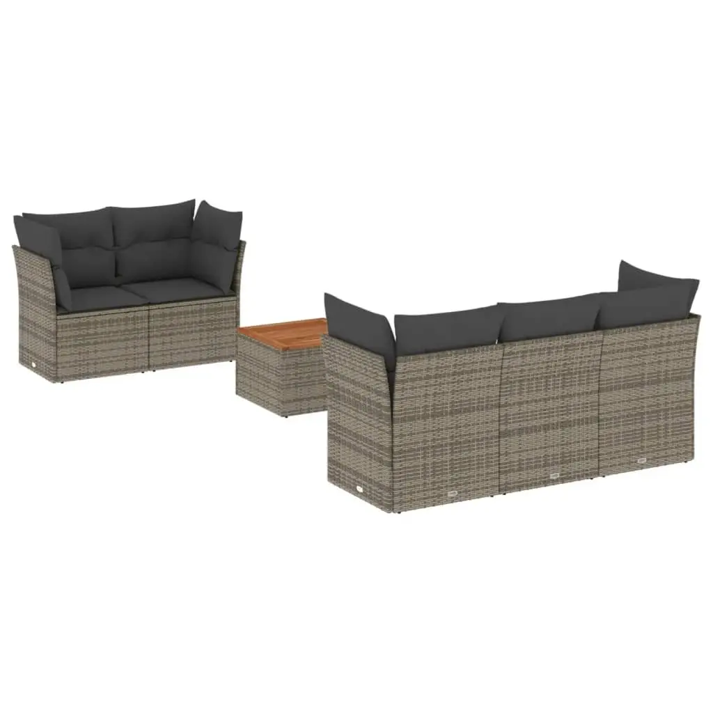 Garden Sofa Set 6 Piece Outdoor Furniture Grey Poly Rattan Patio with Storage