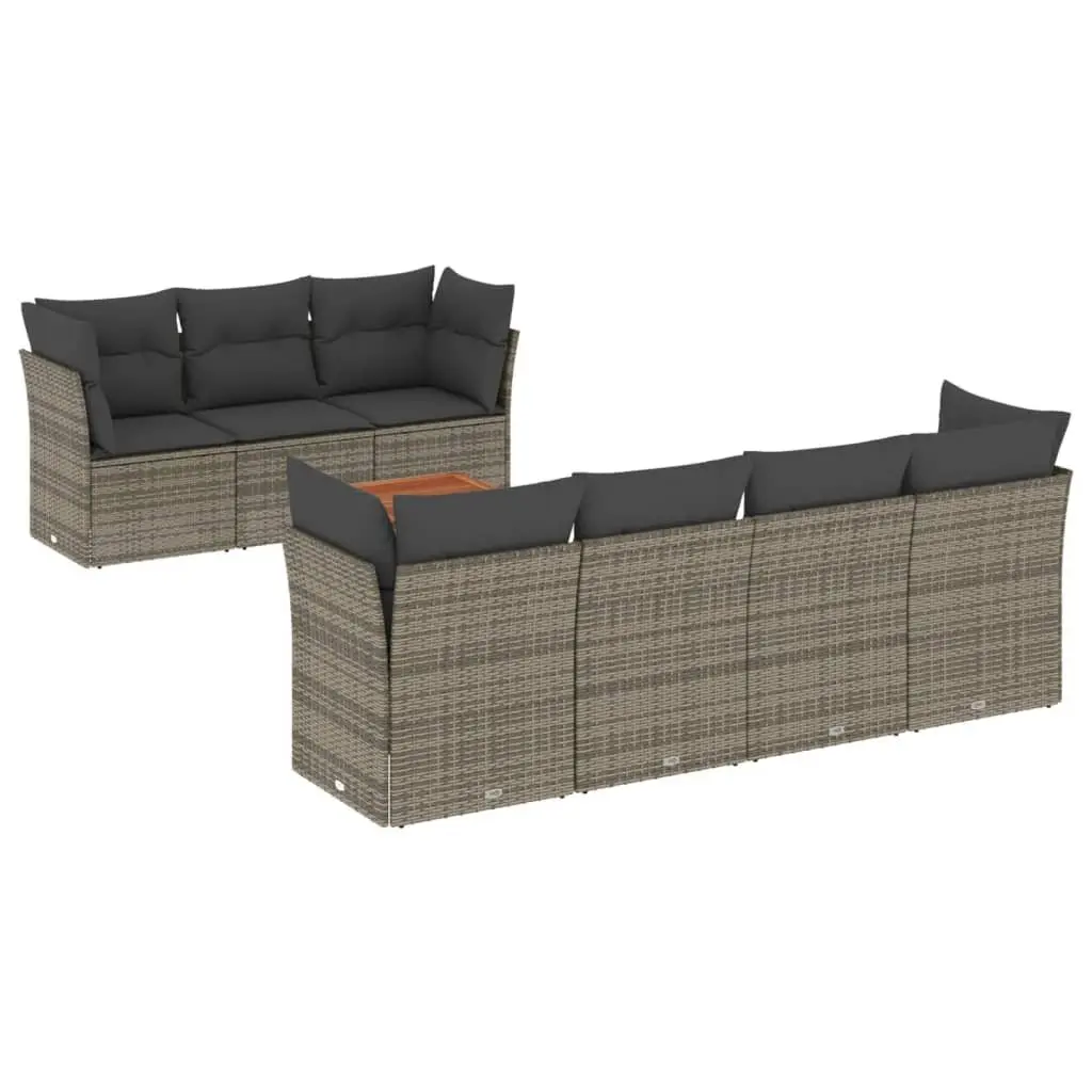 Garden Sofa Set 8 Piece Outdoor Furniture Grey Poly Rattan Modular Patio Seating