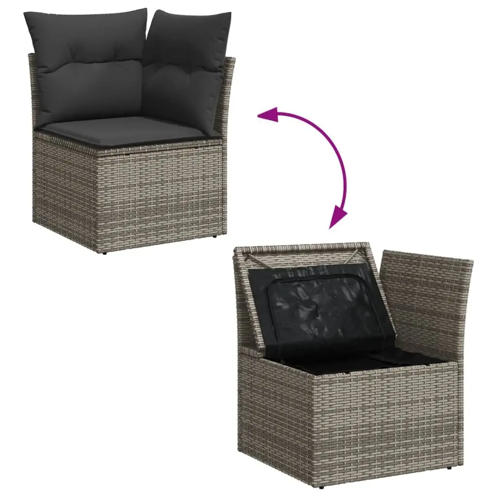 Garden Sofa Set 8 Piece Outdoor Furniture Grey Poly Rattan Modular Patio Seating
