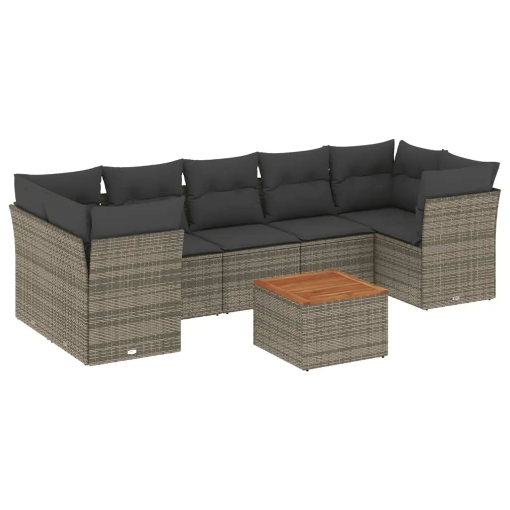 Garden Sofa Set 8 Piece Outdoor Furniture Grey Poly Rattan Patio Lounge with