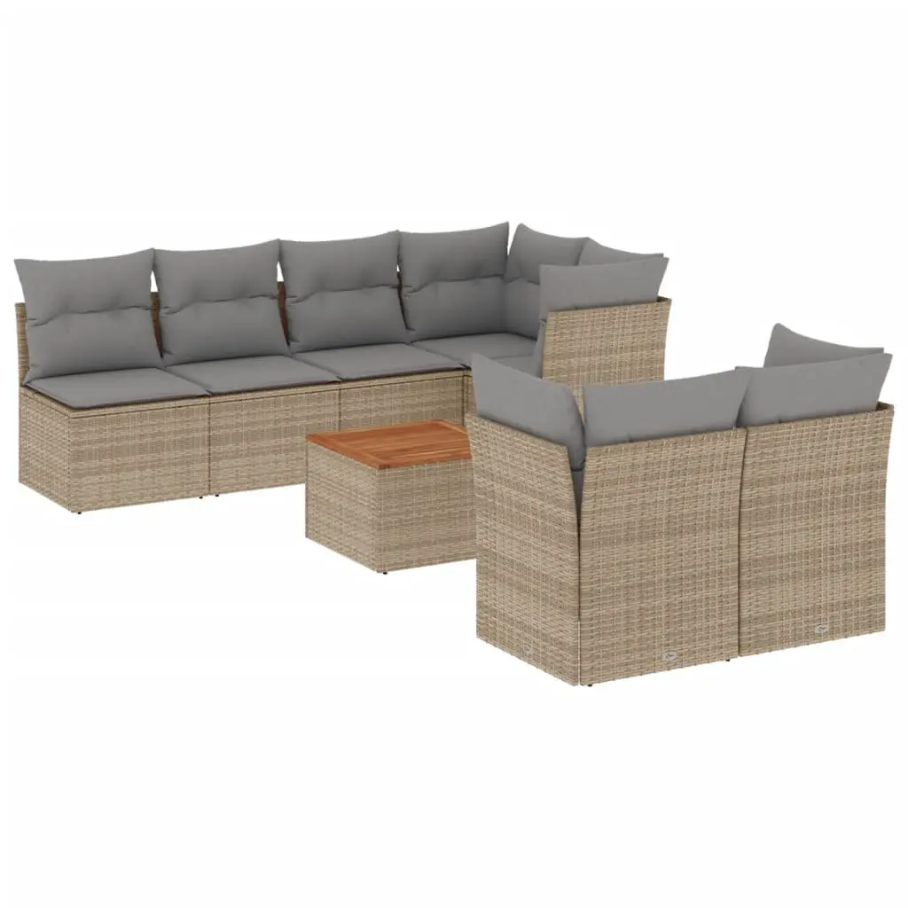 Garden Sofa Set 8 Piece Modular Beige PE Rattan Outdoor Furniture Patio Lounge