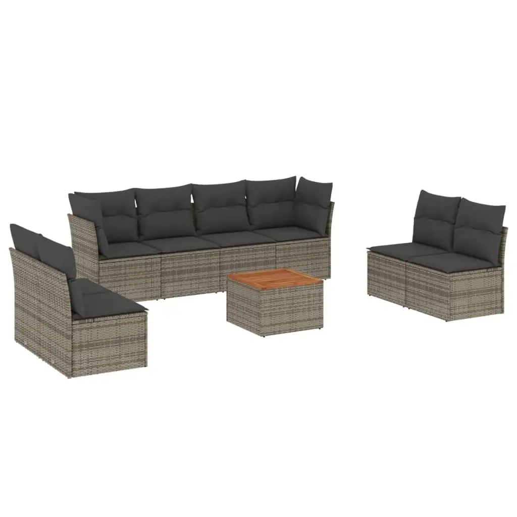 Garden Sofa Set Modular PE Rattan 9 Piece Outdoor Furniture Grey Patio Lounge