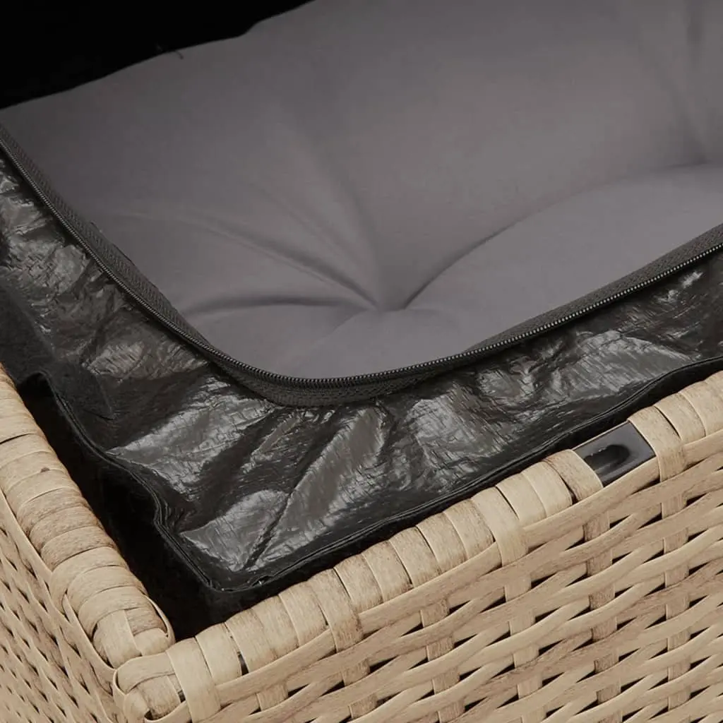 Garden Sofa Set PE Rattan 6 Piece Outdoor Furniture Beige Patio Lounge Seating