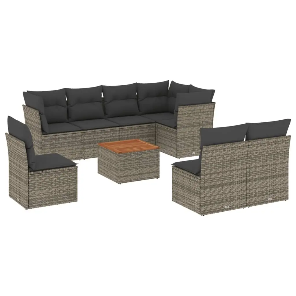 9 Piece Grey Sofa Set for Outdoor Use