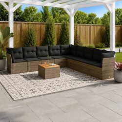 Versatile 10-Piece Garden Sofa Set in Grey for Outdoor Use