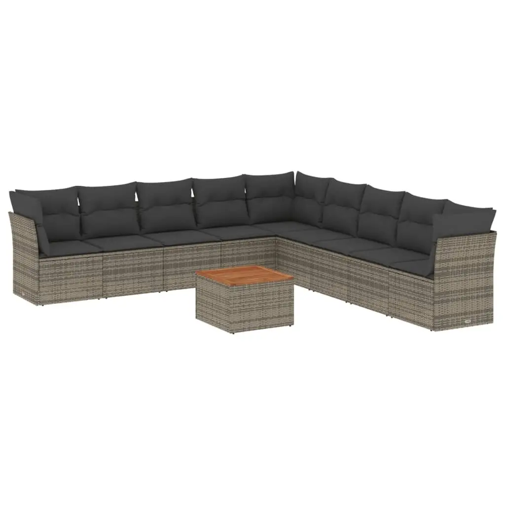 Garden Sofa Set PE Poly Rattan Modular 10 Piece Outdoor Furniture with Storage Grey