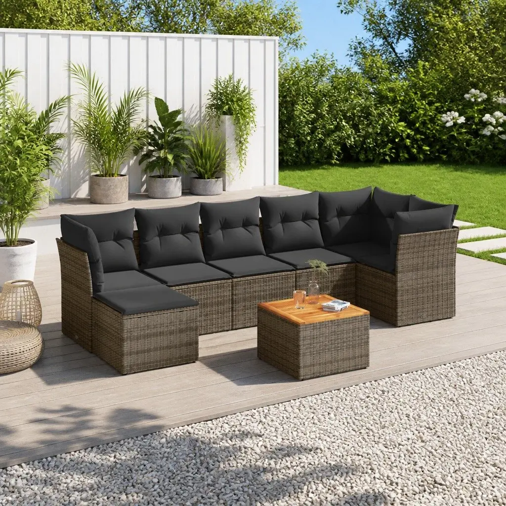 Garden Sofa Set 8 Piece Outdoor Furniture Grey Poly Rattan Modular Patio