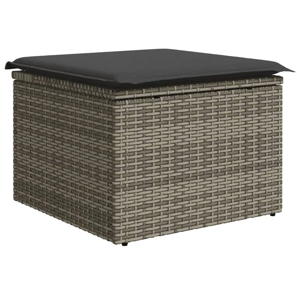 Garden Sofa Set 9 Piece Modular Outdoor Furniture Grey PE Rattan Acacia Wood Table