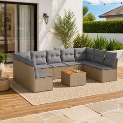 10-Piece Modular Outdoor Sofa Set in Beige