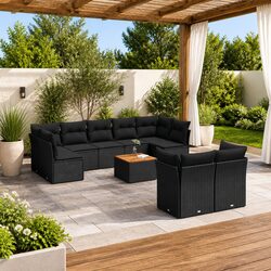 Versatile 10 Piece Black Patio Sofa Set for Any Space