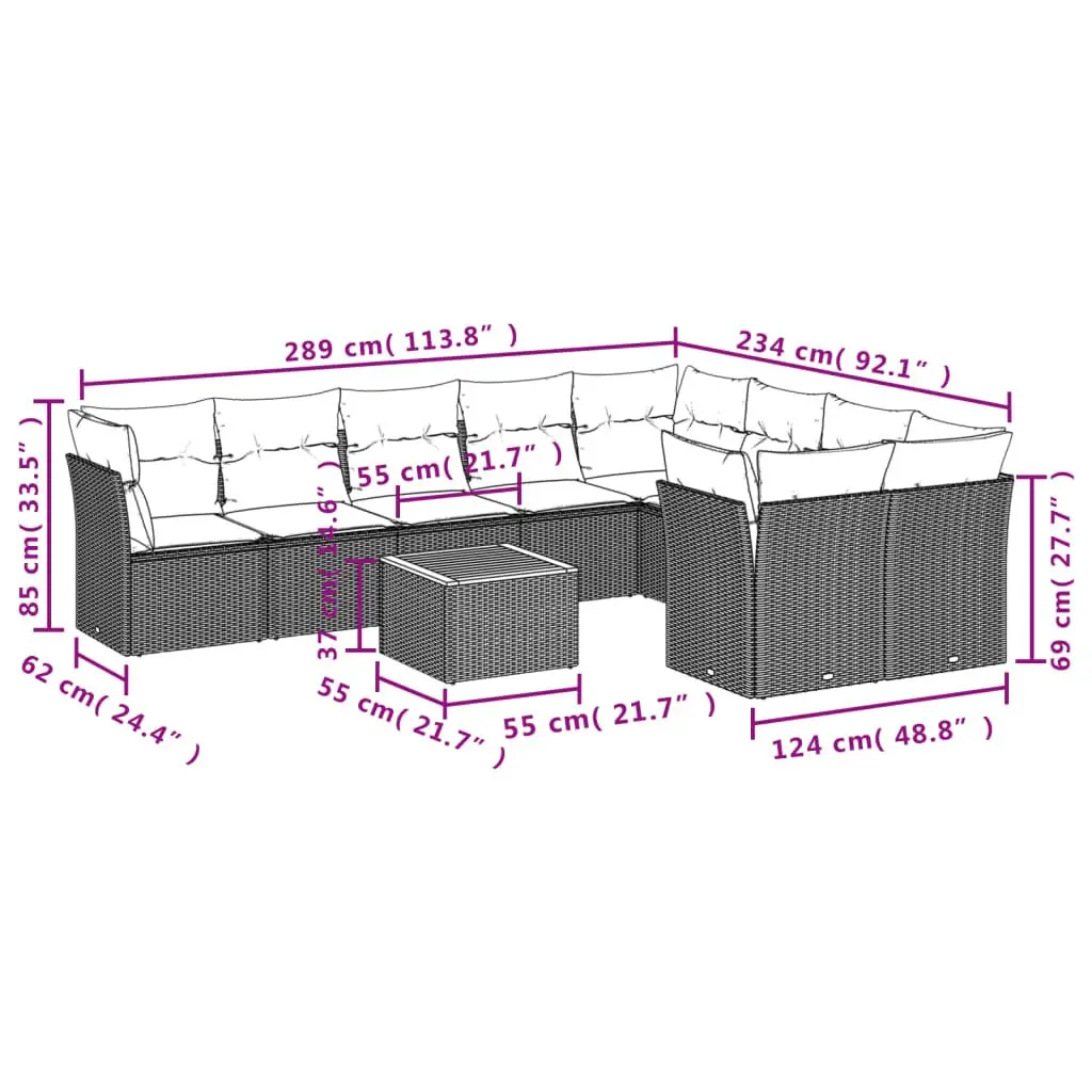 10 Piece Garden Sofa Set for Outdoor Spaces