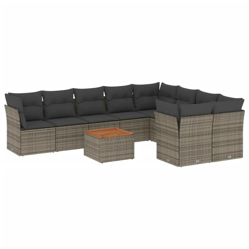 Garden Sofa Set PE Rattan Modular 10 Piece Outdoor Furniture Grey